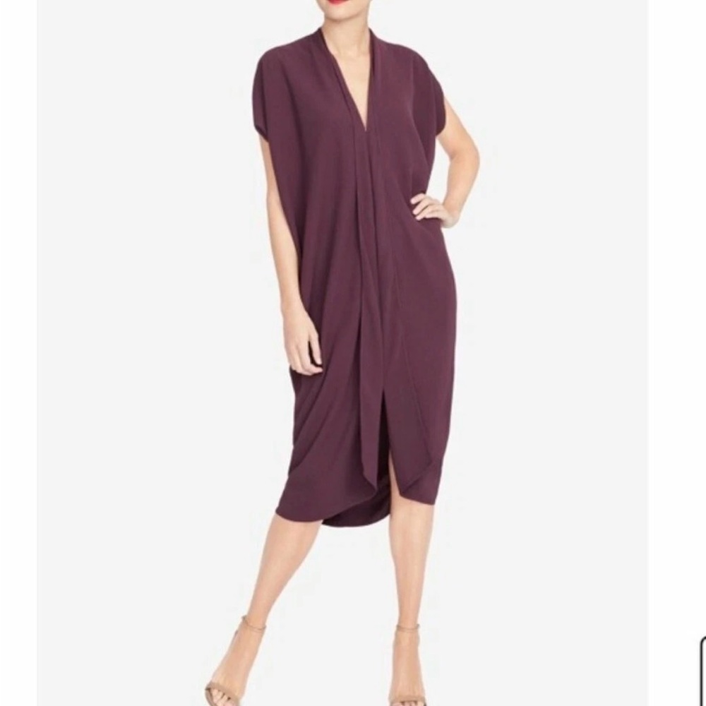 RACHEL Elegant Daina Plum Midi Dress L